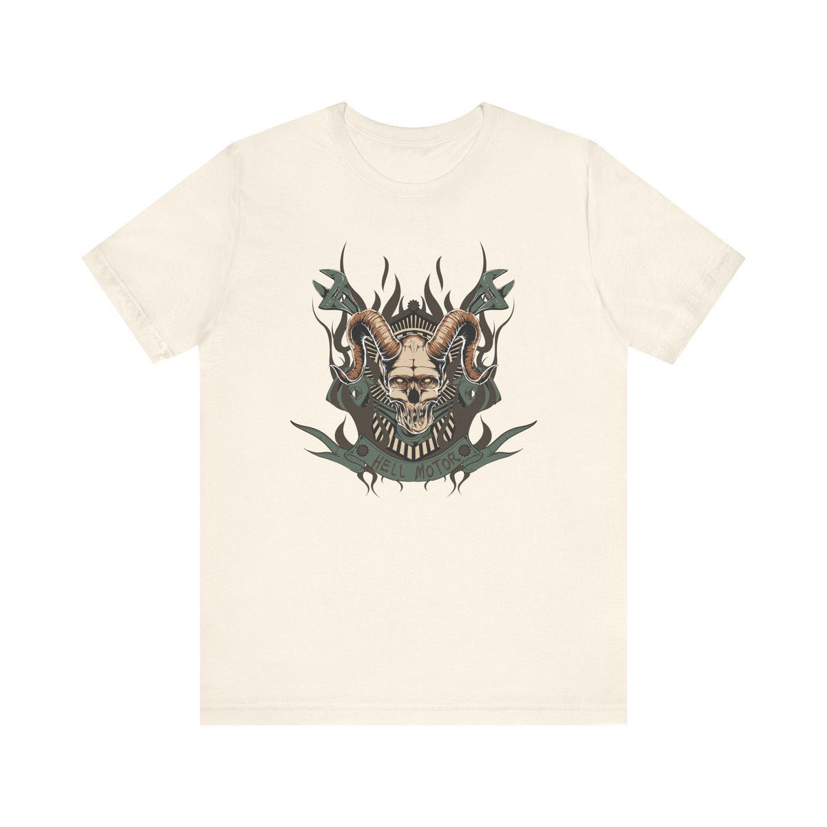 Ram Skull with Horns Tee Gothic Skull Shirt, Dark Tribal Design Unisex Cotton Art-49