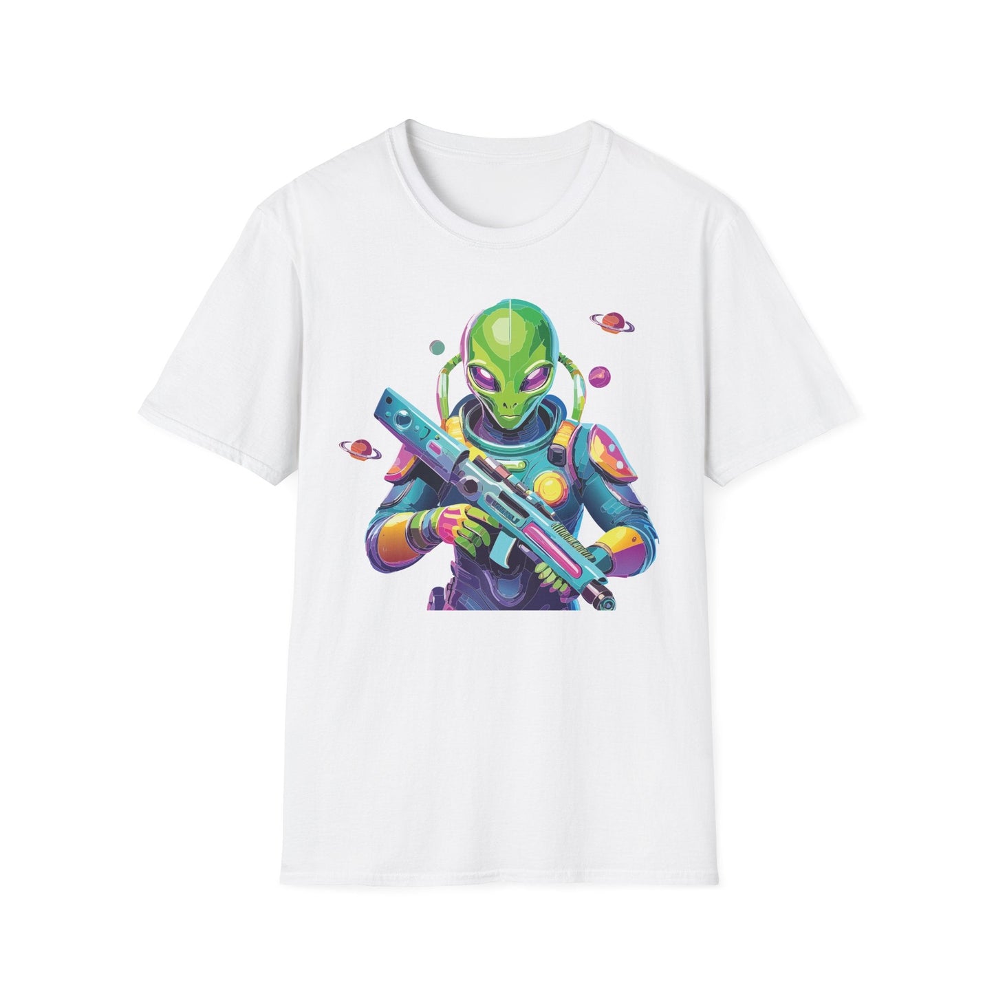 Alien Graphic Unisex Cotton Softstyle UFO Artwork Tee 8