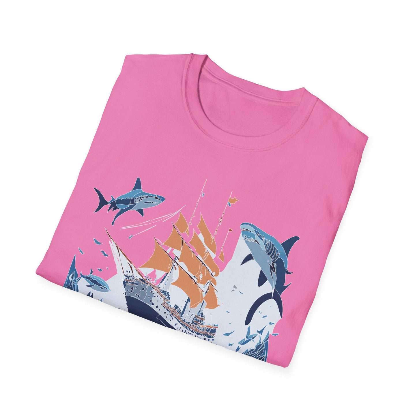 Ocean Tee Shirt Unisex Gildan Softstyle 64000 Ring Spun Cotton Art Print Graphic Ocean Design