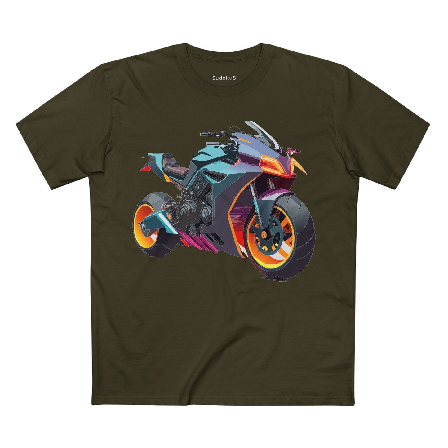 Moto Bike Graphic Unisex 100 Cotton Staple Tee 16