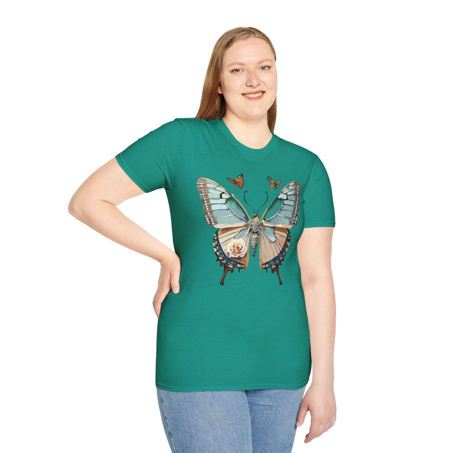 Butterfly Shirt Unisex T Shirt Monarch Print Softstyle Premium Gildan 64000 Cotton Tee