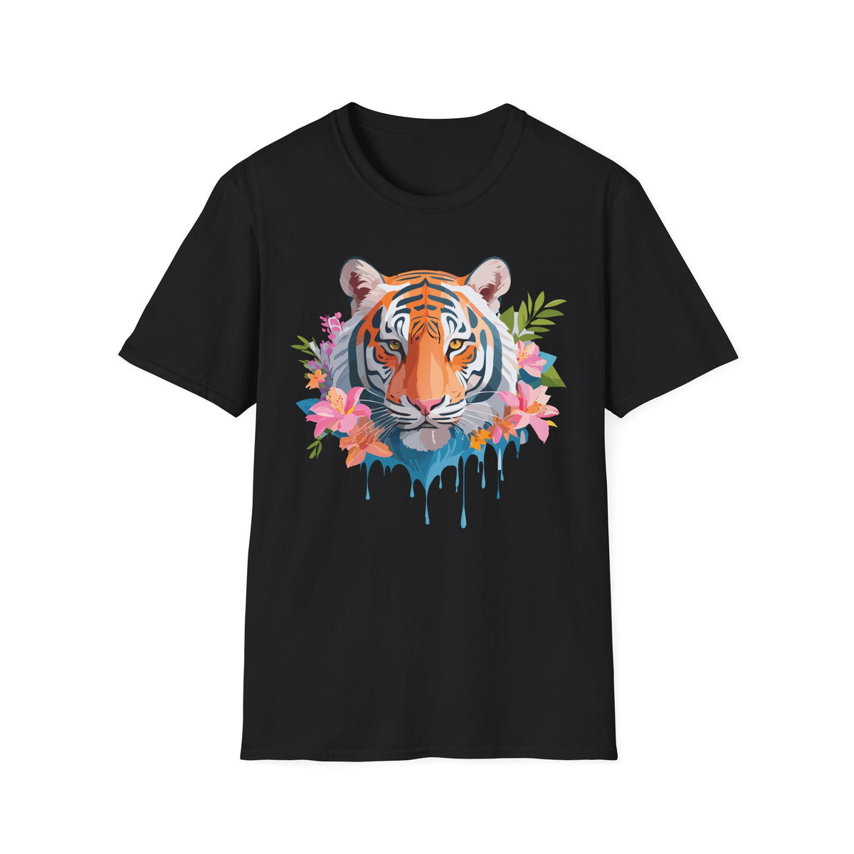 Floral Tiger Head T-Shirt | Watercolor Jungle Cat Tee