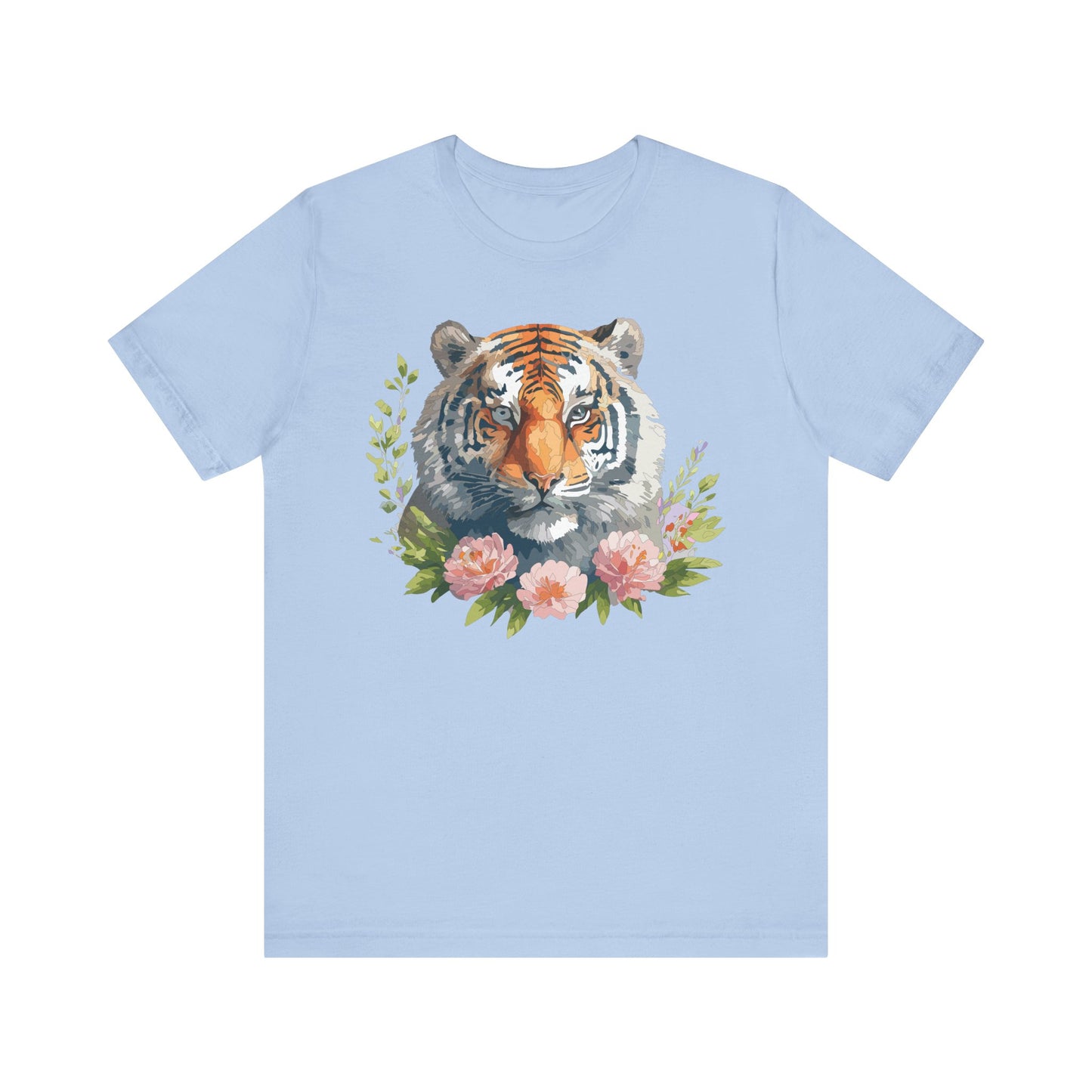 Floral Tiger Shirt, Animal Shirt, Tiger Tee, Unisex Tee, Floral T-shirt, T-Shirt with Animal