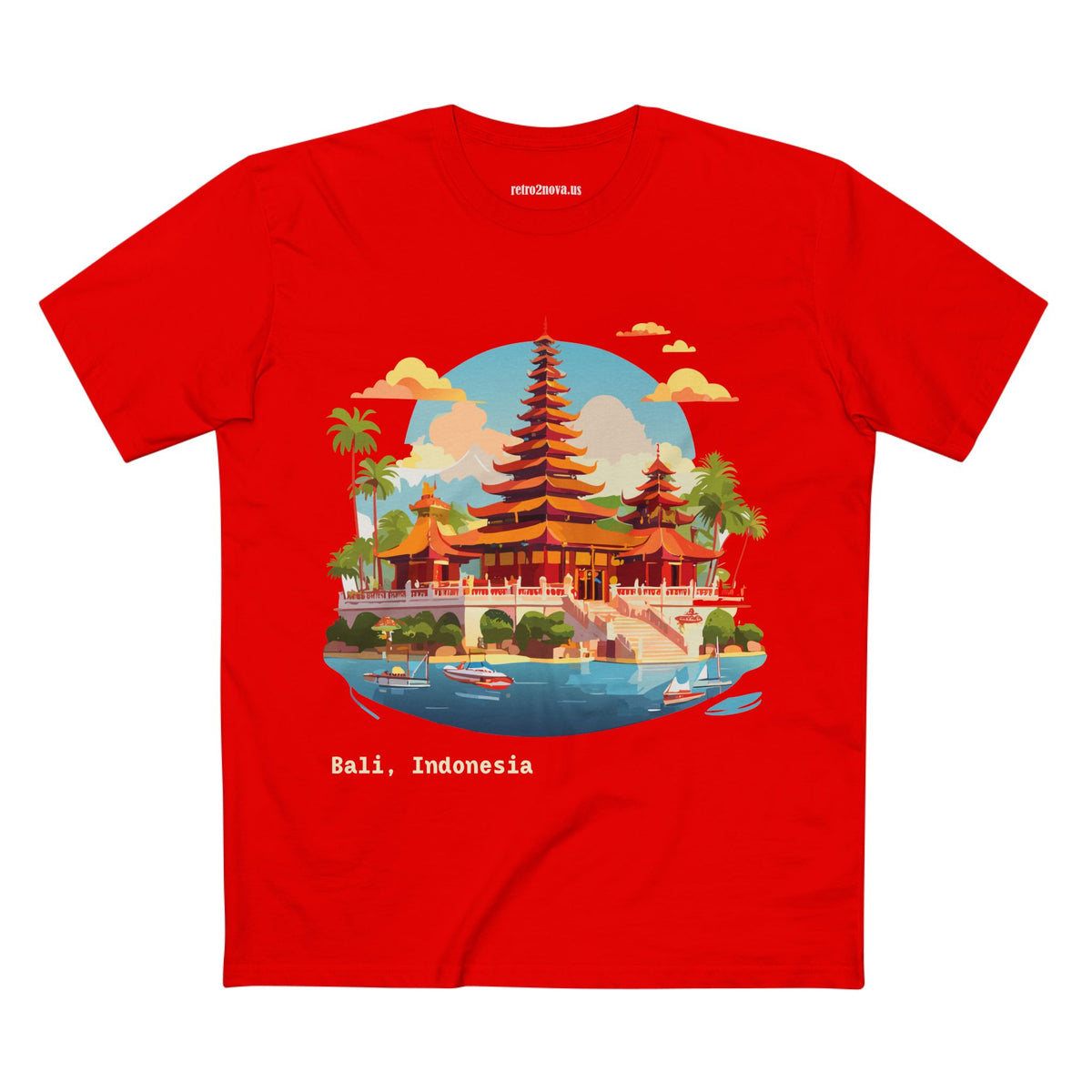 Bali Temple Landscape Tee | Indonesia Pagoda Illustration