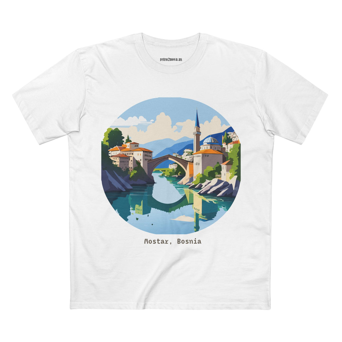 Mostar Bosnia illustration tee | Stari Most bridge t-shirt