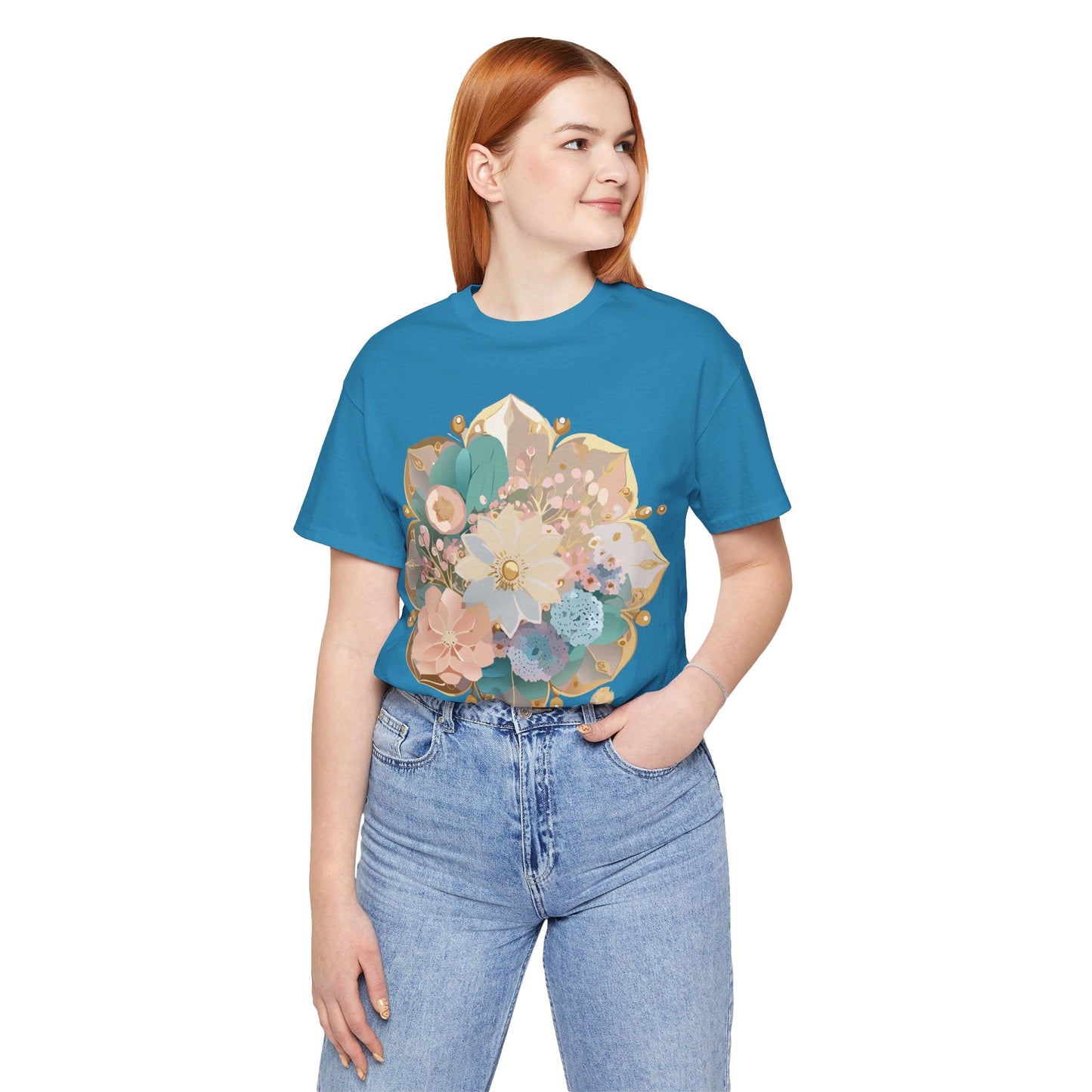 Mandala Graphic Unisex 100 Cotton Vintage Floral Artwork Tee 14