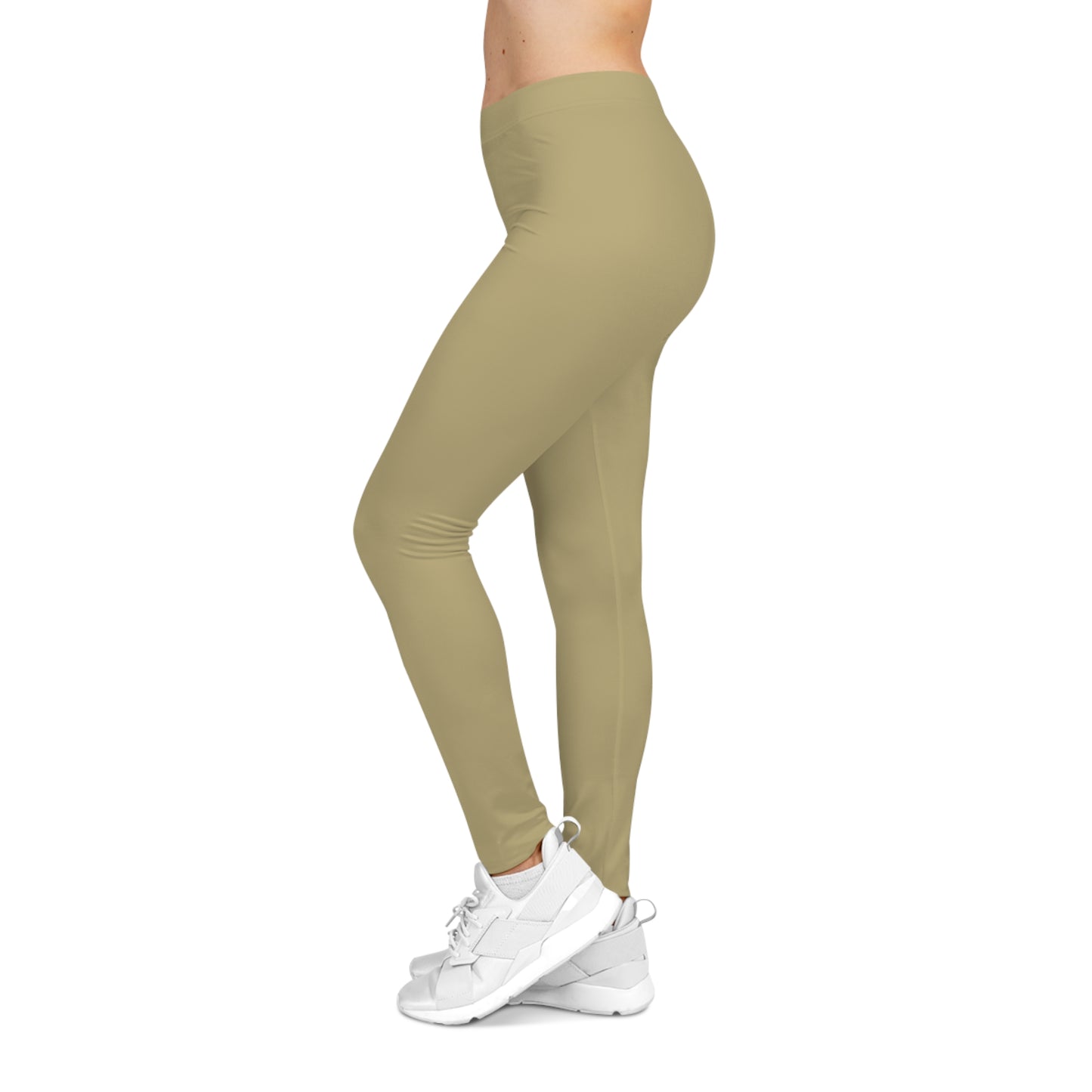 Light Sand Khaki Color Women's Poly-Span Casual Leggings XS-2XL