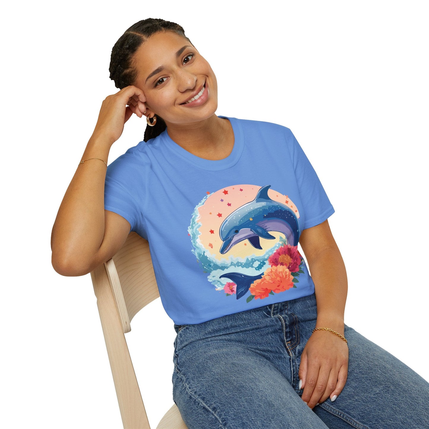 Dolphin Shirts Unisex Tee 100 Percent Ring Spun Cotton Gildan Softstyle 64000 For Everyday Comfort