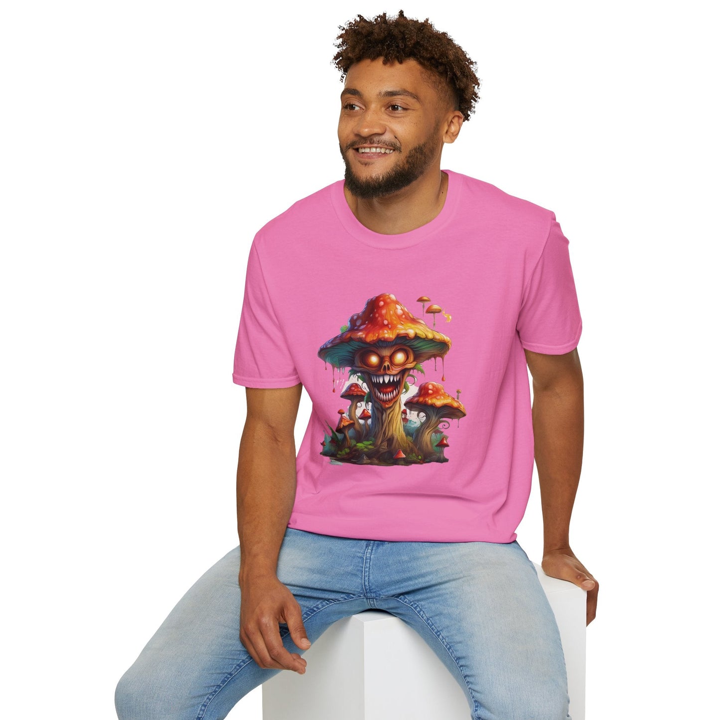 Mashroom Tee Shirt Unisex Softstyle 64000 100% Ring Spun Cotton with Funny Mushroom Artwork