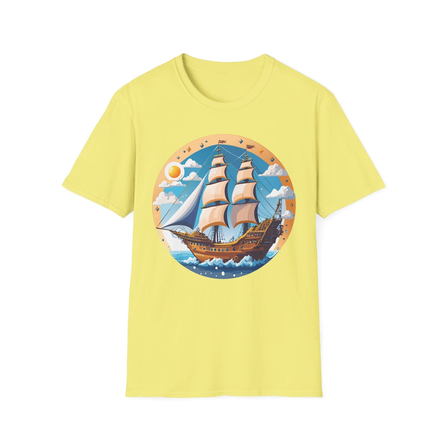 Unisex Nautical Frigate Ship T Shirt Vessel Tee Gildan Softstyle 64000 100 Percent Ring Spun Cotton
