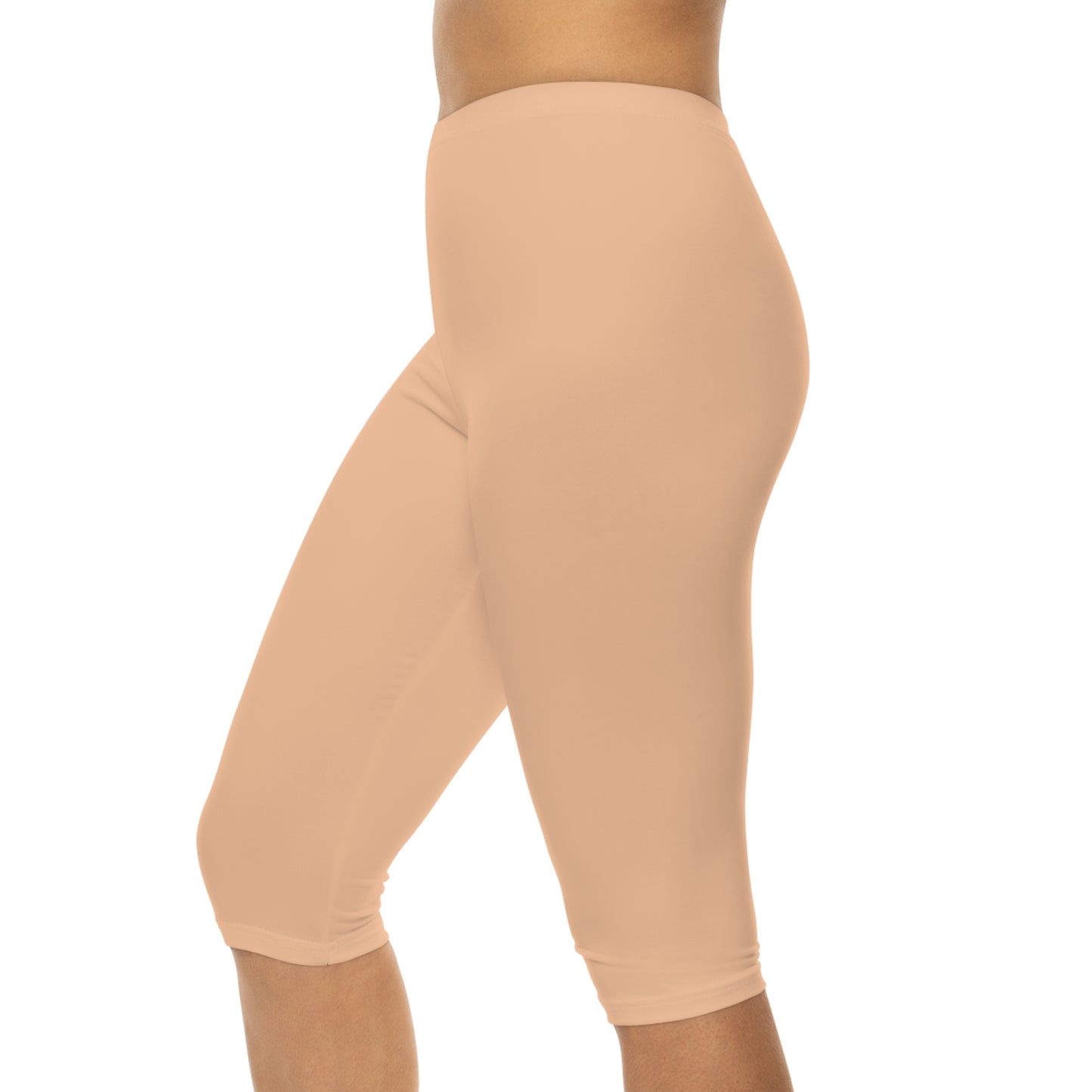 Peach Glow Color Women's Brushed Suede Poly Span Casual Capri Leggings XS-2XL