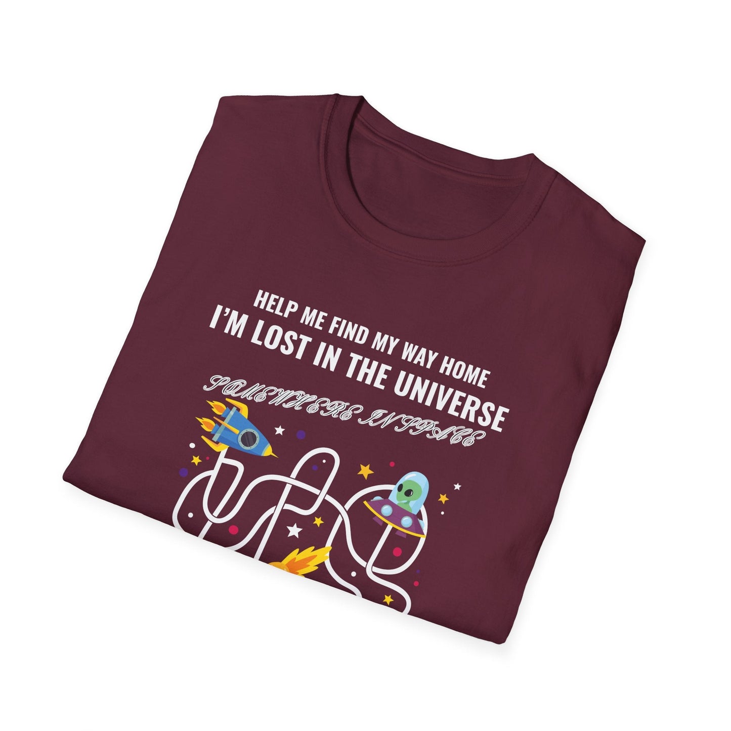Lost in the Universe Maze TShirt Unisex Cotton Funny Space Puzzle Tee