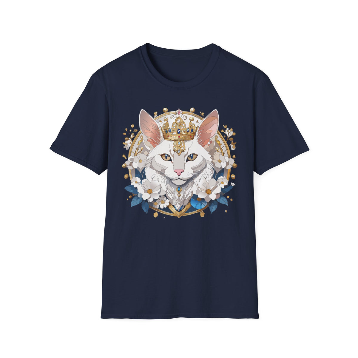 Regal Cat Crown T-Shirt | Crowned Kitty Illustration Tee