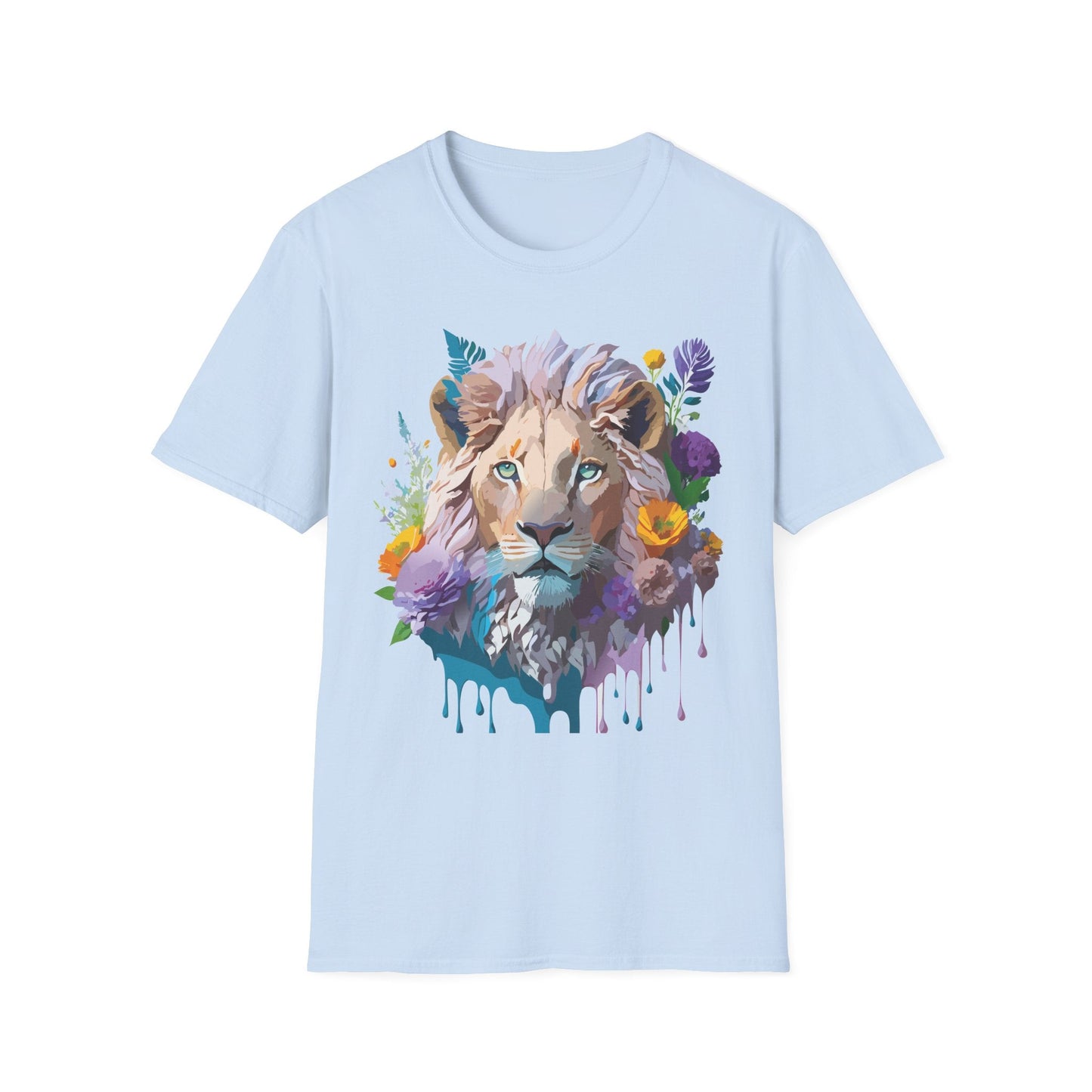 Unisex Lion Shirt Floral Lion Tee Animal Print Tee Gildan 64000