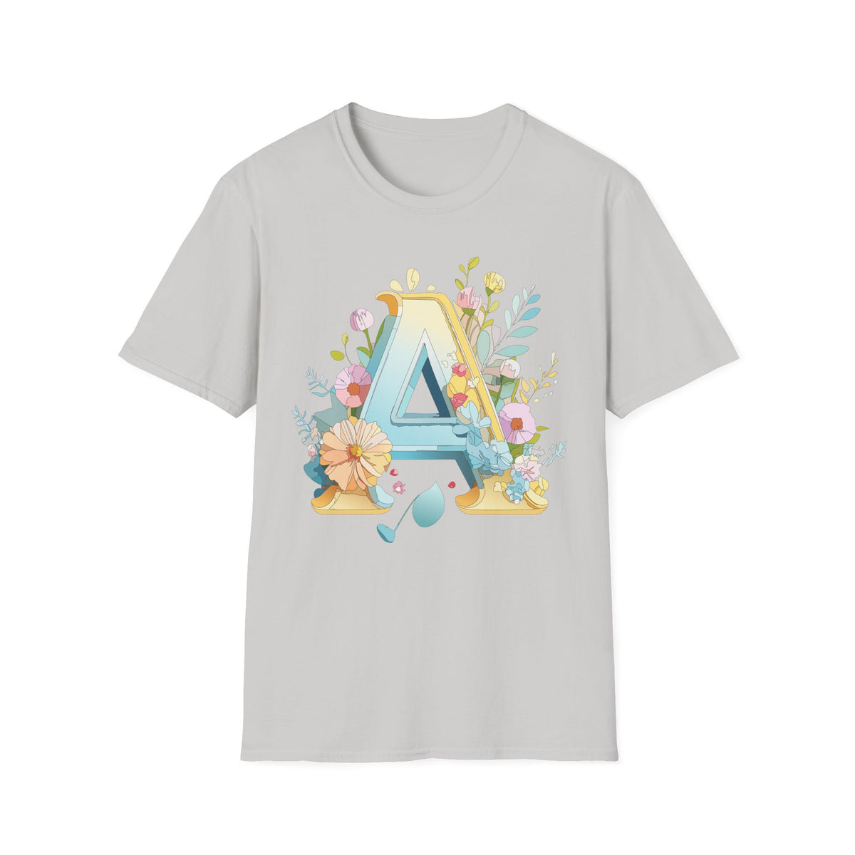 Floral Letter A T-Shirt | Monogram Initial Tee
