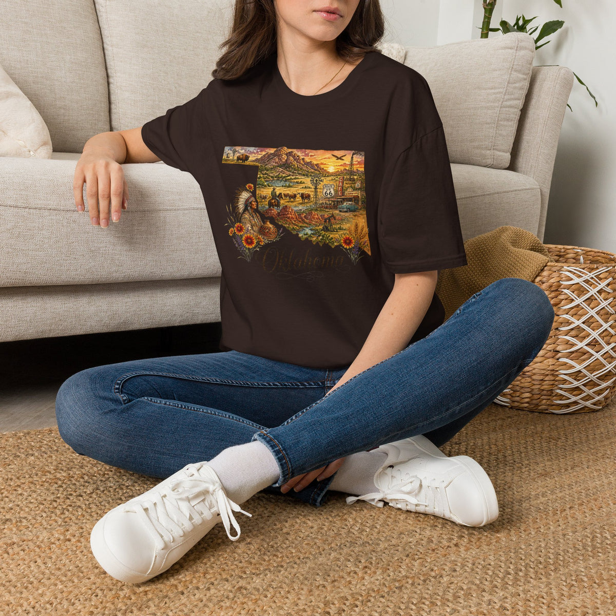 Oklahoma State Travel Tourist Graphic Design Unisex 100 Cotton Gildan T-Shirt