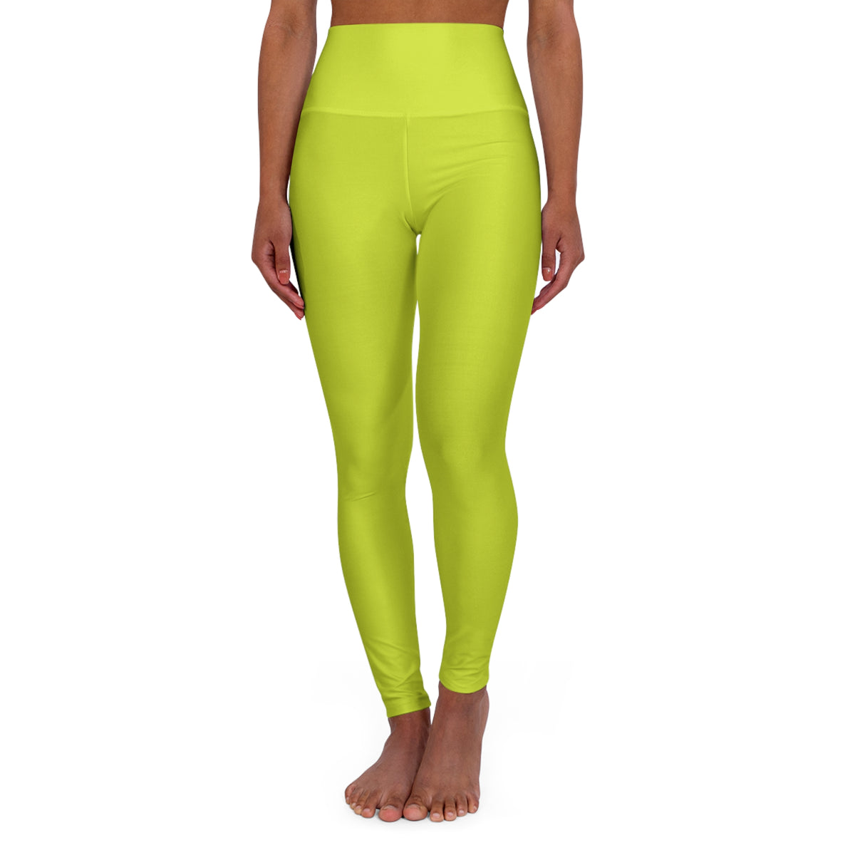 Bright Lime Color High-Waist Yoga Leggings Women's Seamless Poly-Span Stretchy Pants XS-2XL