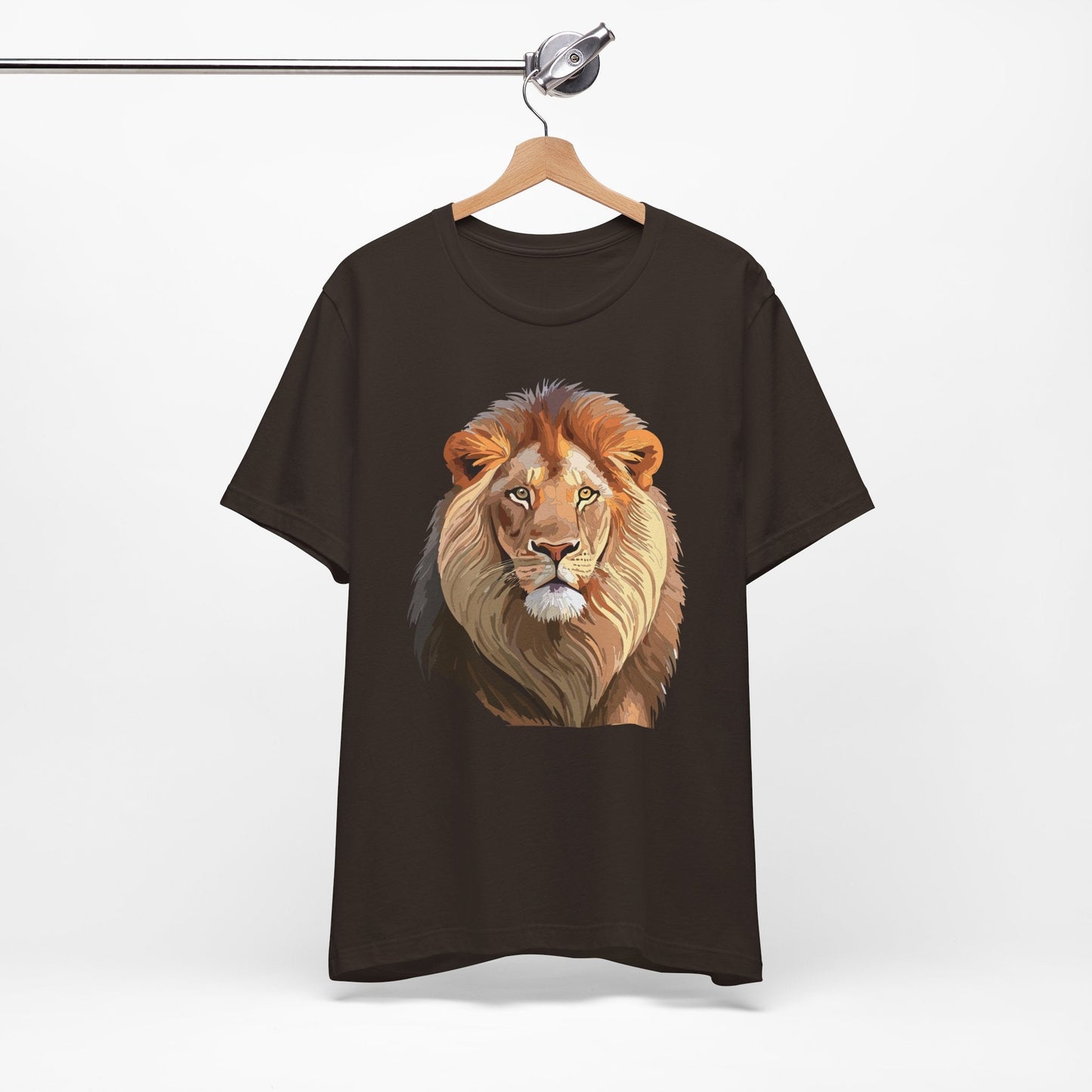 Safari Lion Head Illustration T-Shirt Unisex Cotton Realistic Lion Portrait Tee 3