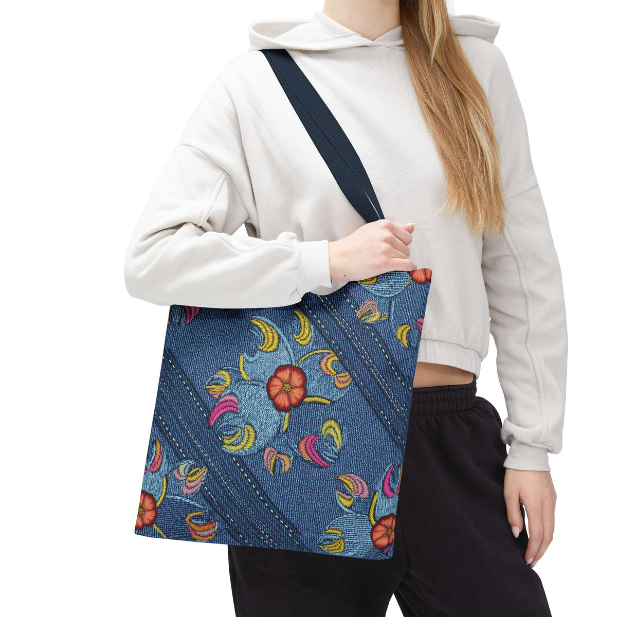 Denim Fabric Imitation Print Unisex Canvas Bag Poly Spun 3 Sizes Tote Bag 161