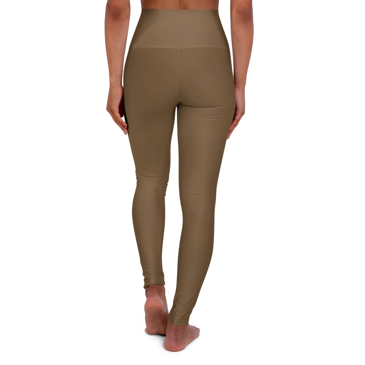 High-Waisted Olive Wood Yoga Leggings Comfortable Everyday Women's Seamless Poly-Span Tan Workout Pants