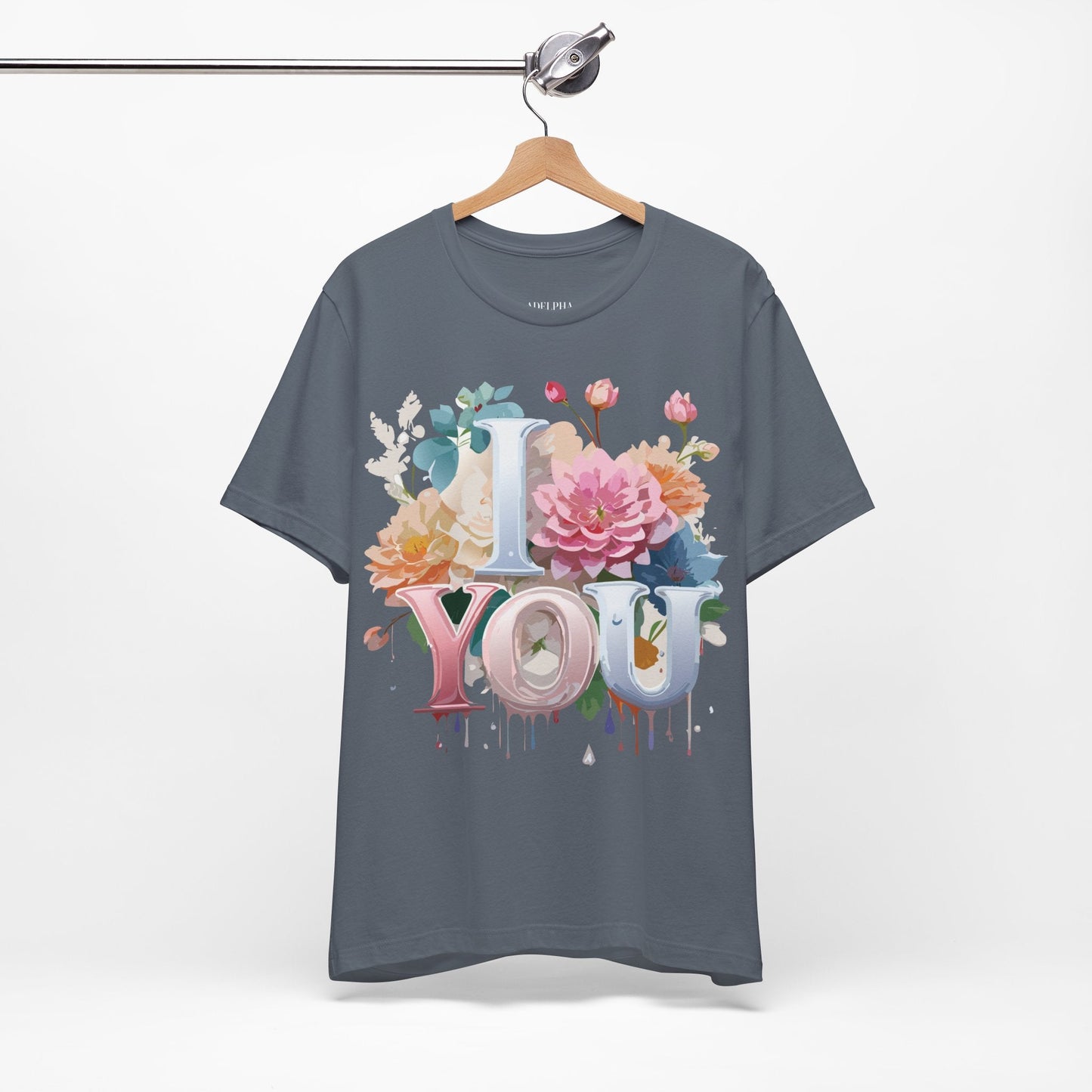 Valentine Day Graphic Unisex 100 Cotton Vintage Artwork with Love and Flower Design Tee 1