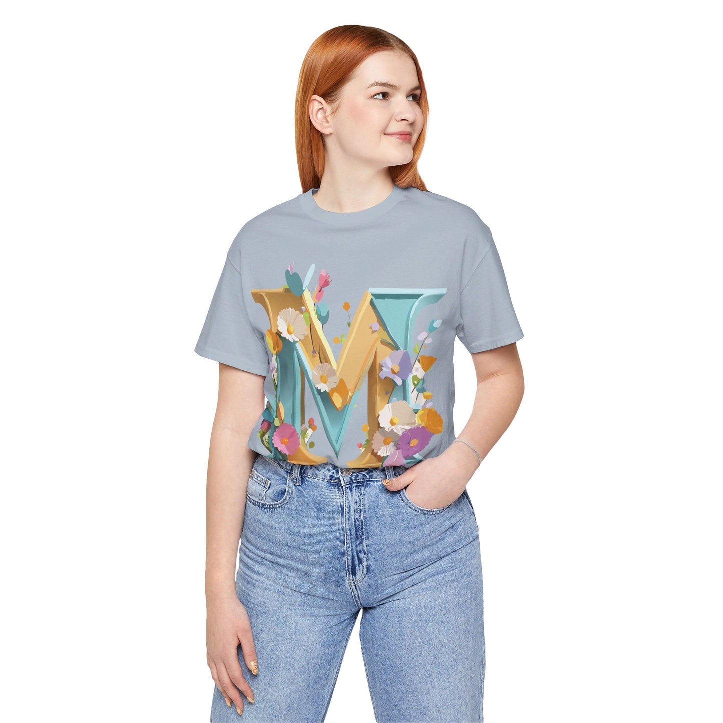 Letter M Shirt Unisex Graphic Tee Vintage Inspired Artwork Adelpha Jersey Short Sleeve