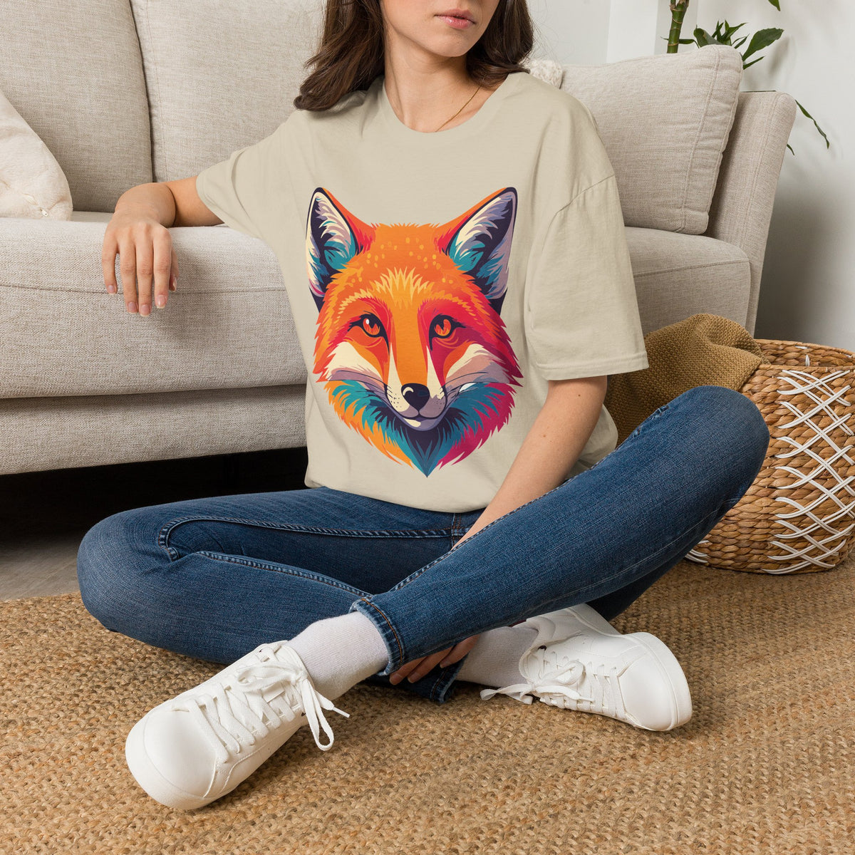 Colorful Fox Illustration T-Shirt | Vibrant Pop Art Fox Tee