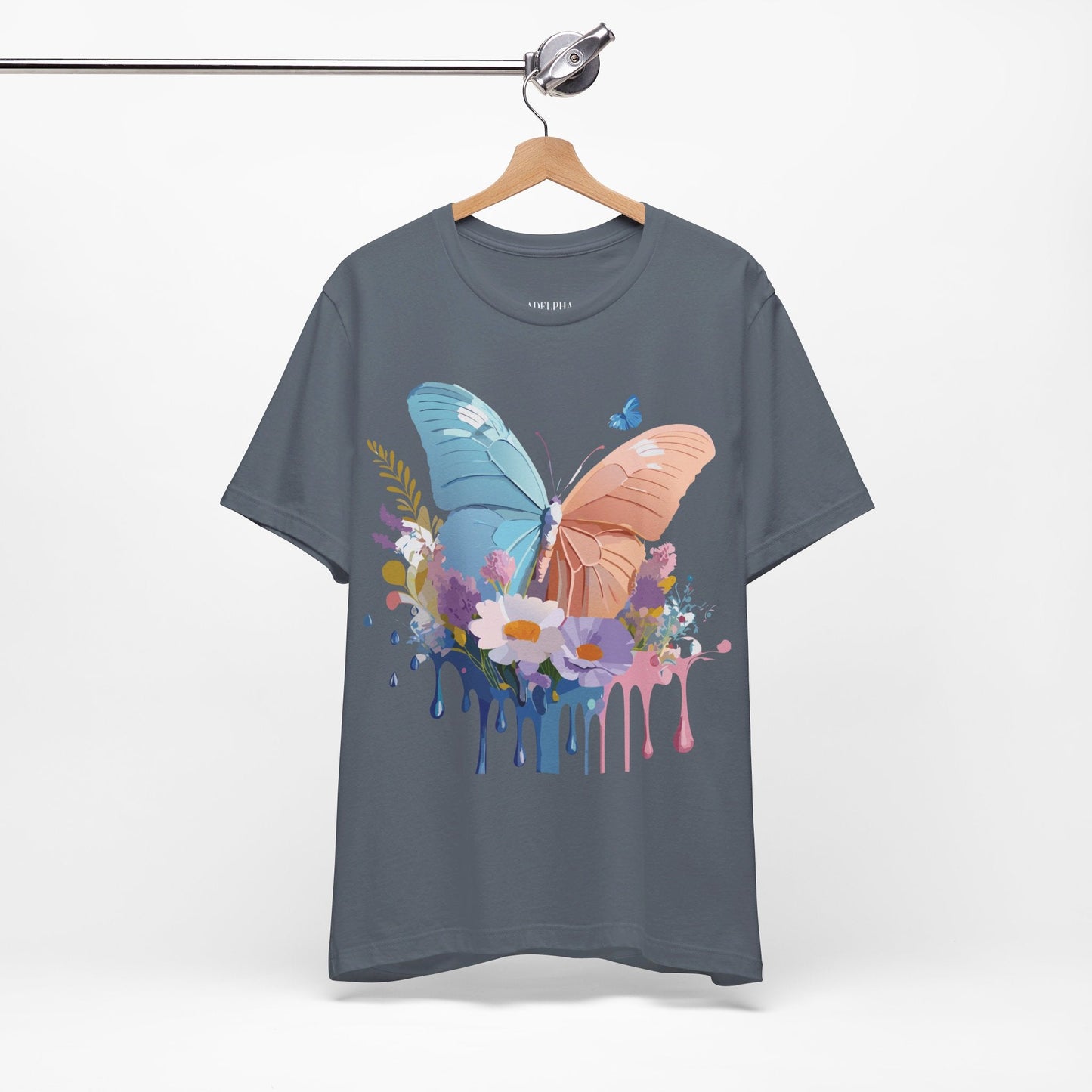 Butterfly Graphic Unisex 100 Cotton Lightweight Vintage Floral Design Jersey Tee 3