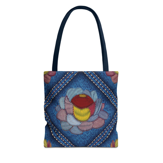 Denim Fabric Imitation Print Unisex Canvas Bag Poly Spun 3 Sizes Tote Bag 159-12