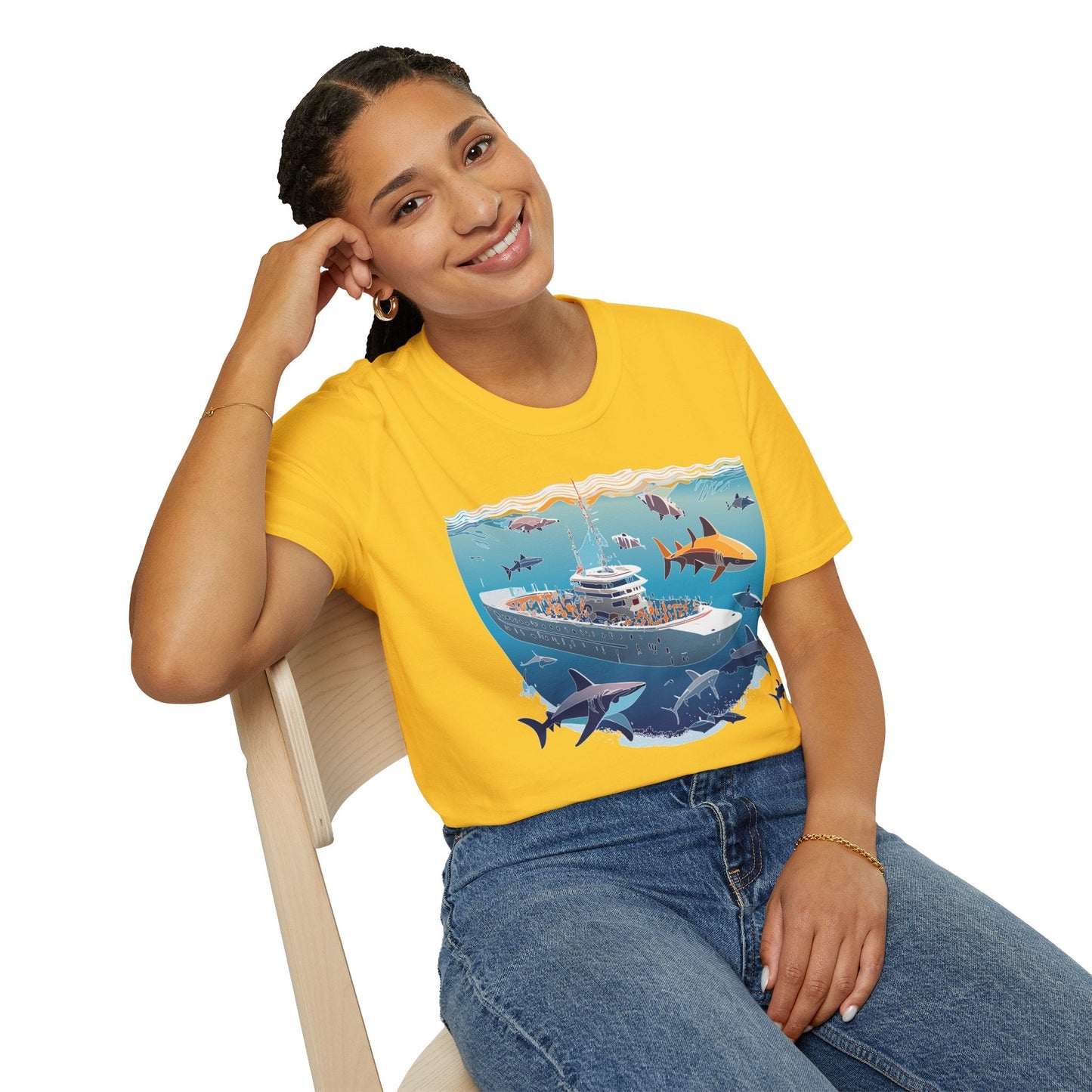 Ocean Graphic Unisex Softstyle Cotton Tee 7