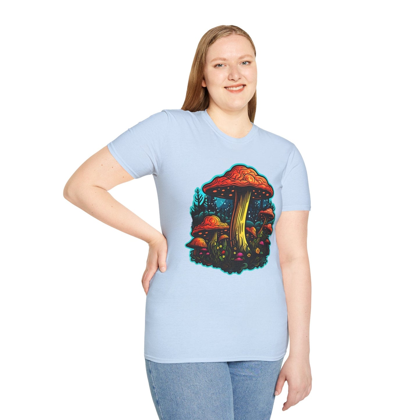 Mashroom Tee Shirt Unisex Softstyle 64000 With Funny Mashroom Fungus Graphic Design