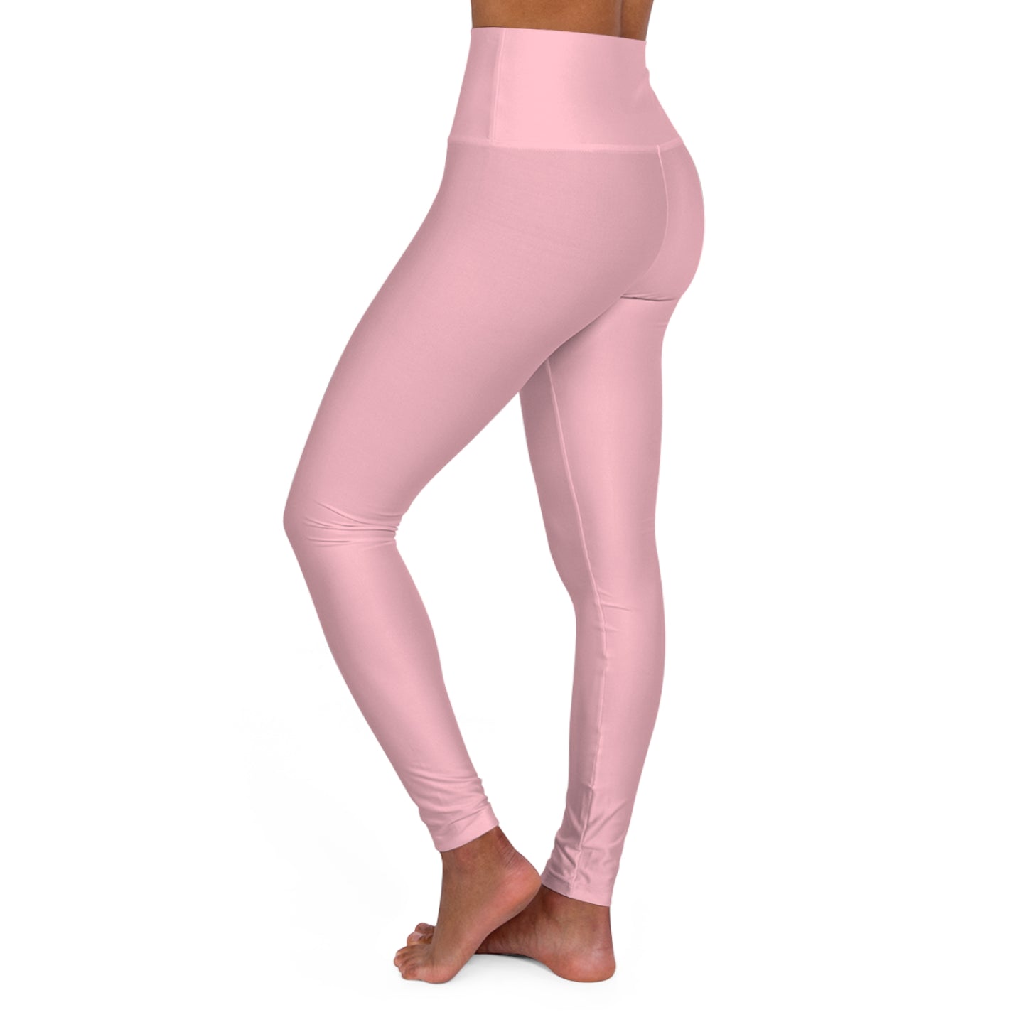 High-Waisted Pastel Pink Yoga Leggings Women's Seamless Poly-Span Stretchy Light Pink Activewear Pants