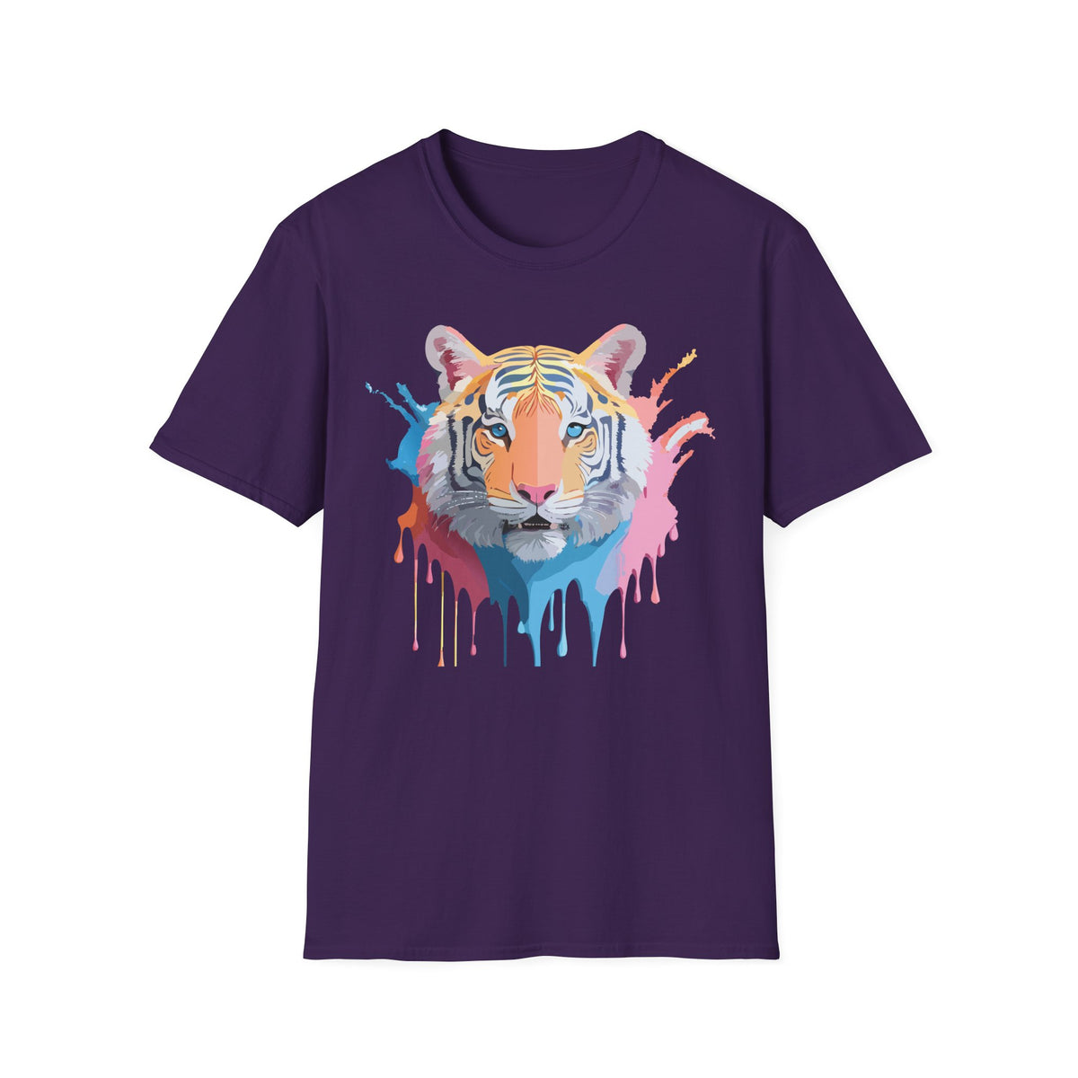 Colorful Tiger Portrait T-Shirt | Watercolor Drip Animal Tee