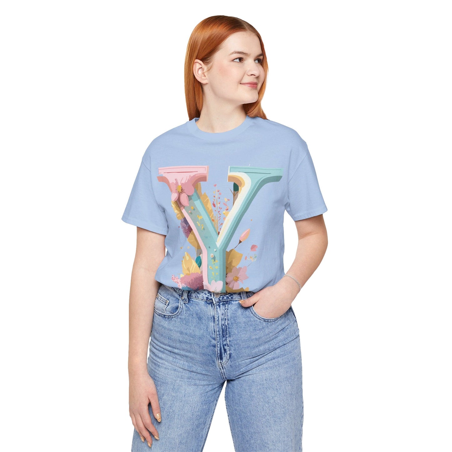 Letter Y Shirt Unisex Jersey Graphic Tee By Adelpha Vintage Inspired Art Short Sleeve Premium