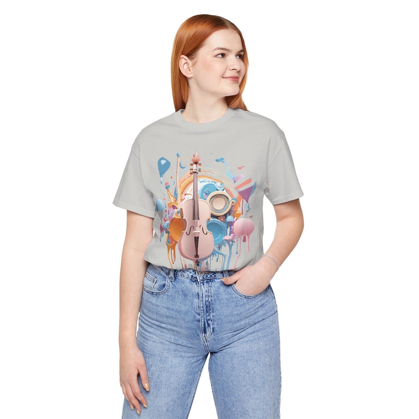 Music Graphic Unisex 100 Cotton Vintage Art with Musical Elements Tee 80