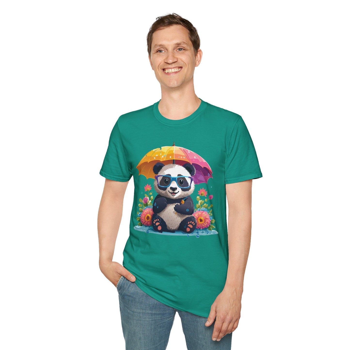 Unisex Panda Shirt Softstyle Tee 100 Percent Ring Spun Cotton Comfortable Animal Tee