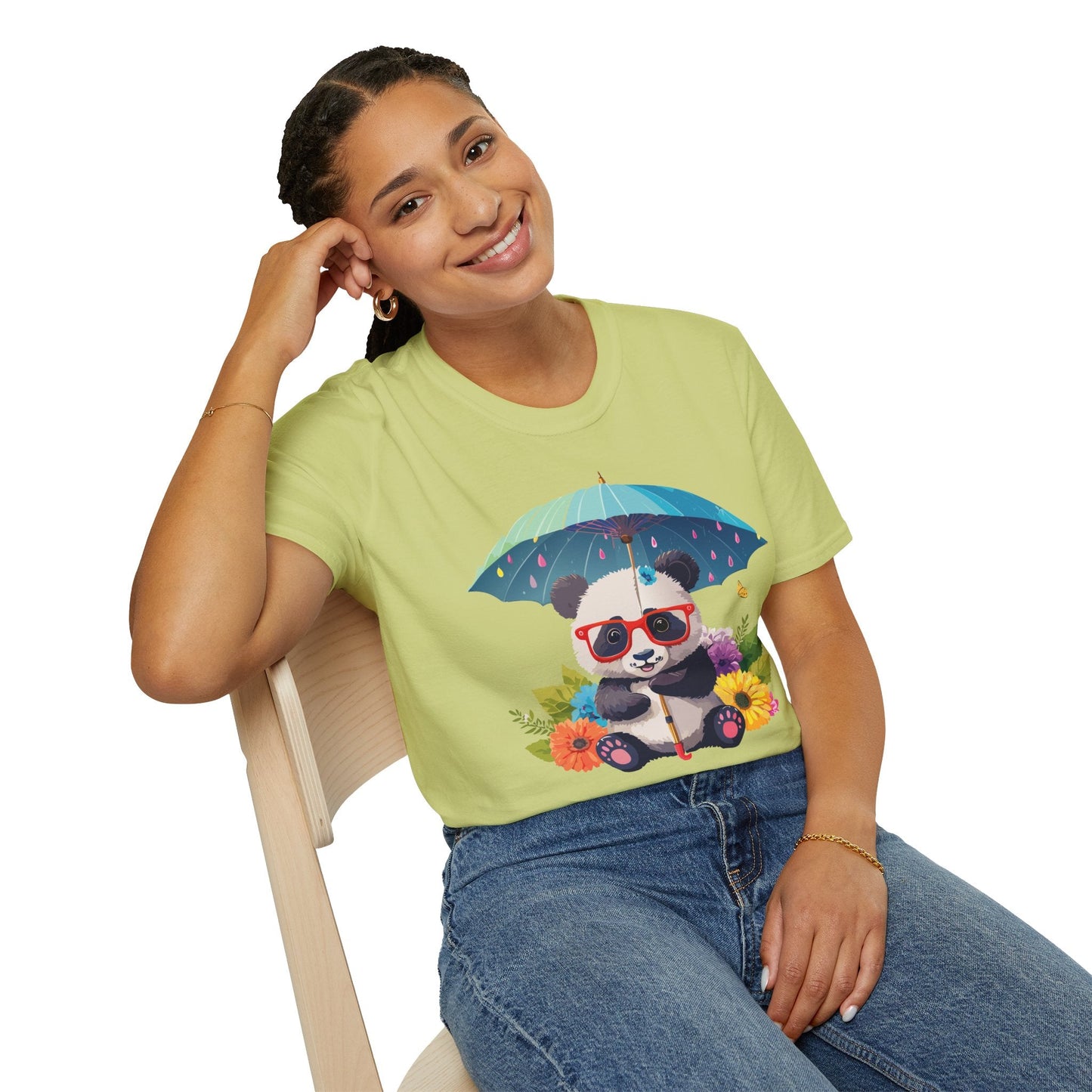 Panda Shirt Unisex Tee 100 Percent Ring Spun Cotton Softstyle Gildan 64000 Animal Print