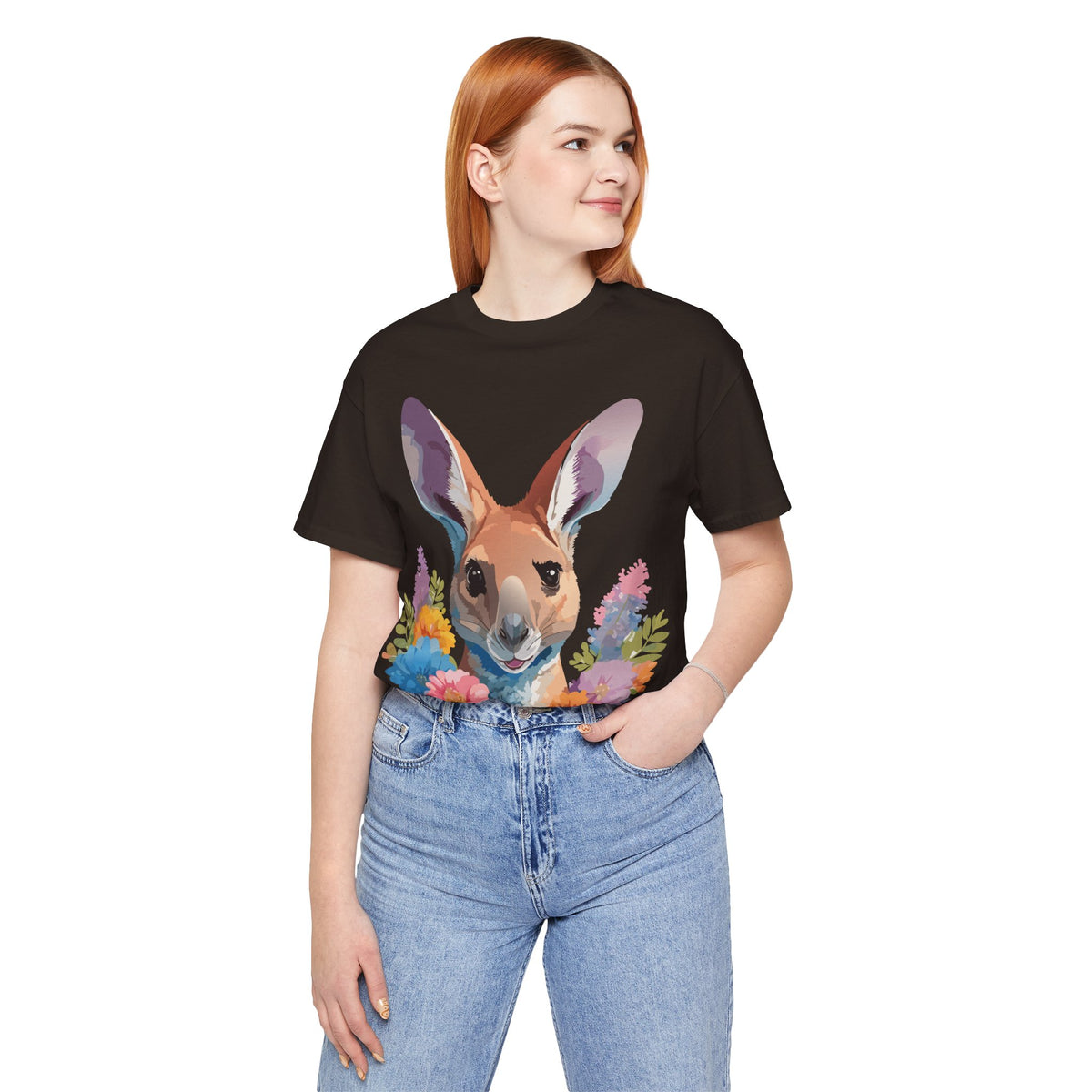 Kangaroo Graphic Unisex Cotton Bella+Canvas Tee with Art Animal Design e311