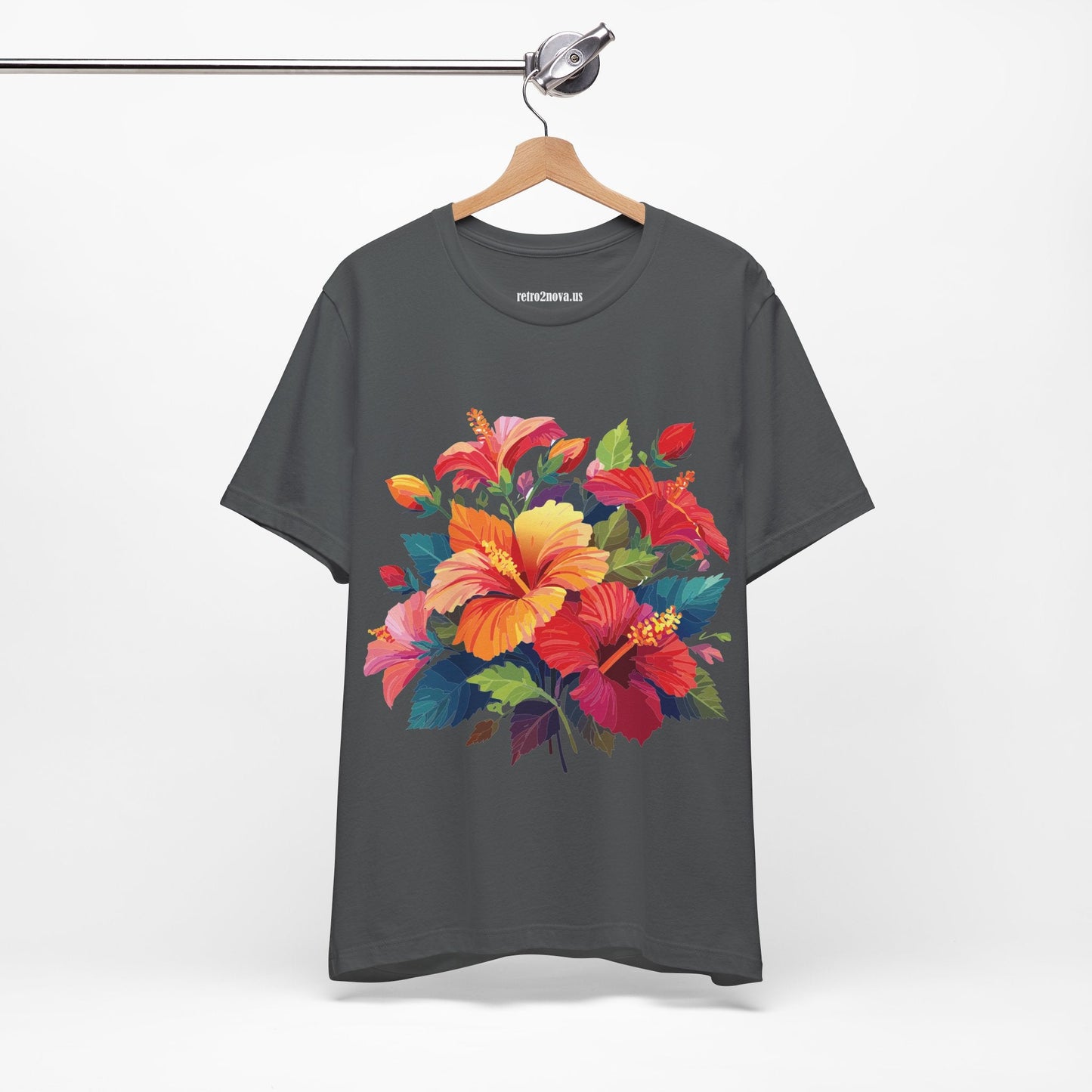Retro2Nova Floral Shirt Unisex Jersey Short Sleeve Tee From Flowers Collection Bold Vibrant Design