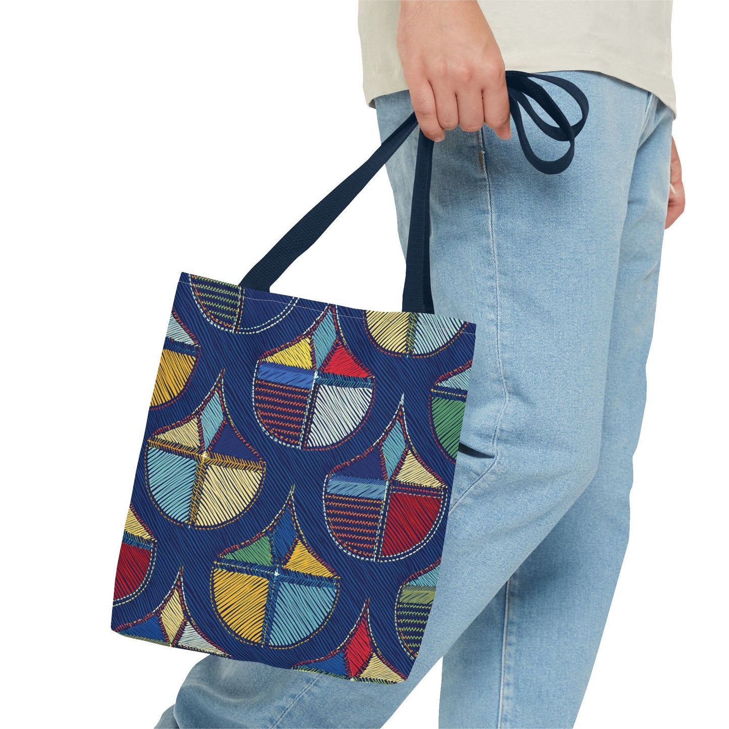 Denim Fabric Imitation Print Unisex Canvas Bag Poly Spun 3 Sizes Tote Bag 189-7