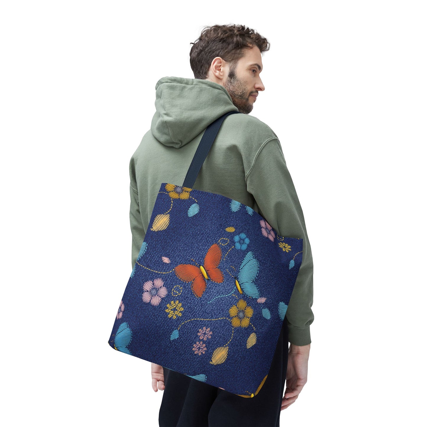 Denim Fabric Imitation Print Unisex Canvas Bag Poly Spun 3 Sizes Tote Bag 167