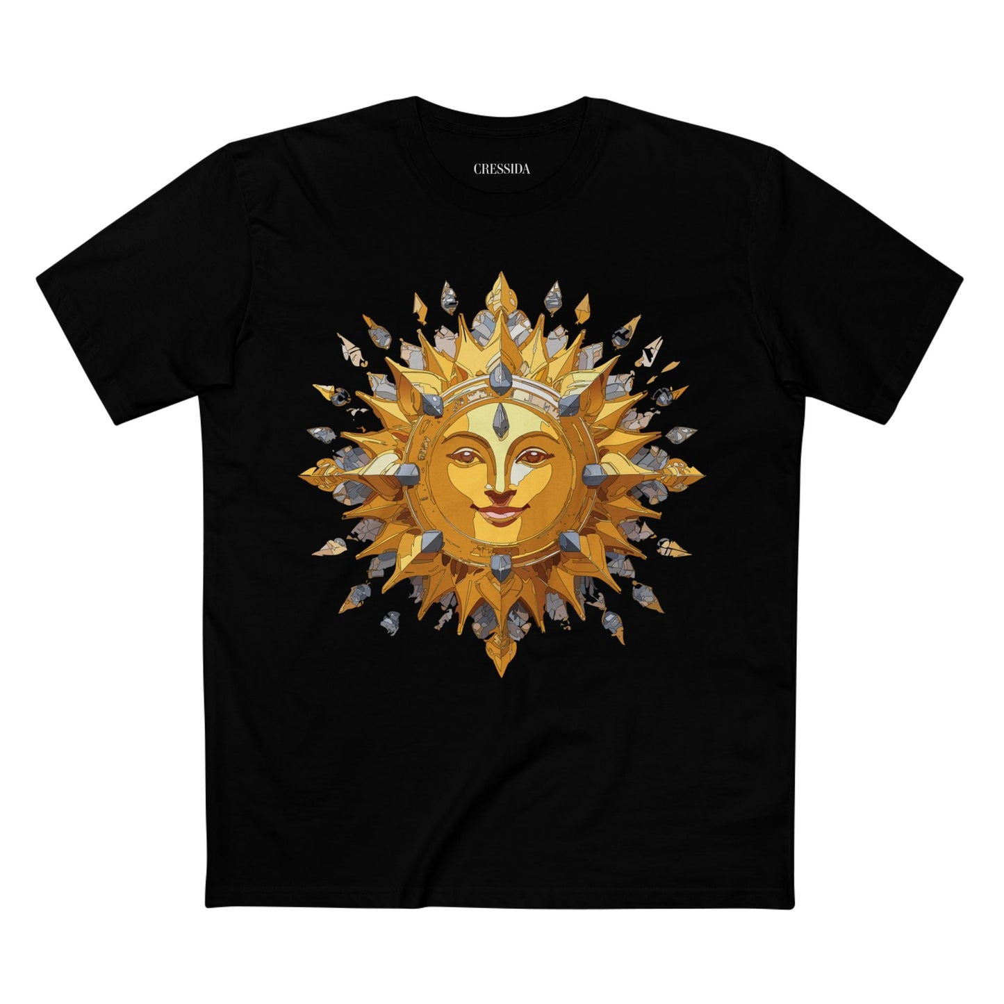 Gold Sun Graphic Unisex 100 Cotton T-Shirt with Golden Art Design 11