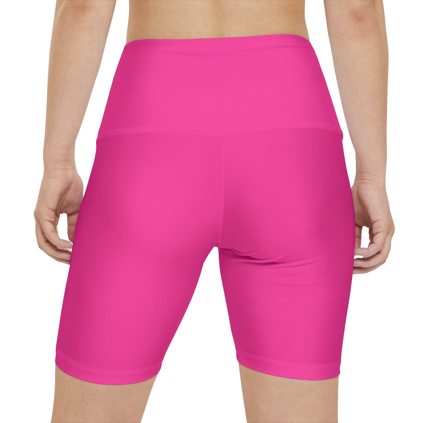 Dragonfruit Pink Women's Workout Shorts — Solid High-Waist Biker Shorts for Exercise & Everyday Wear