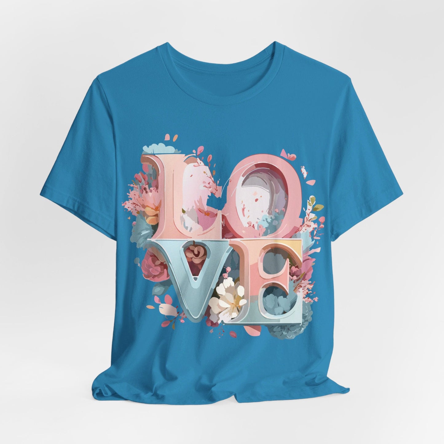 Valentine Day Graphic Unisex 100 Cotton Vintage Artwork with Love and Flower Design Tee 46
