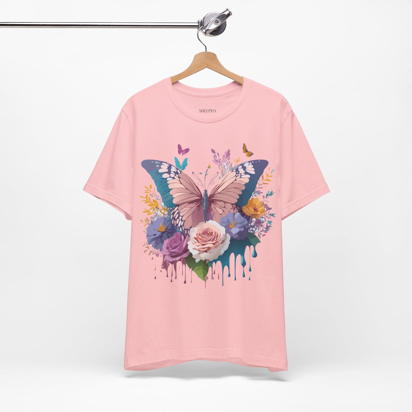 Butterfly Graphic Unisex 100 Cotton Lightweight Vintage Floral Design Jersey Tee 44