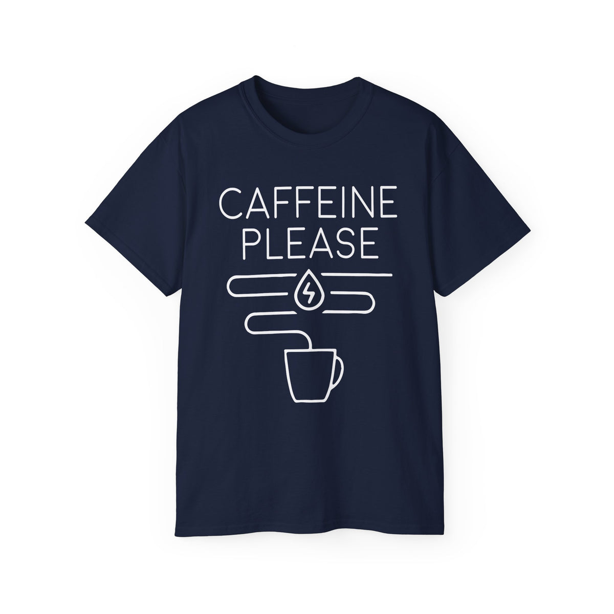 Caffeine Please tee | Coffee Graphic Tee, Minimal Coffee Mug Design