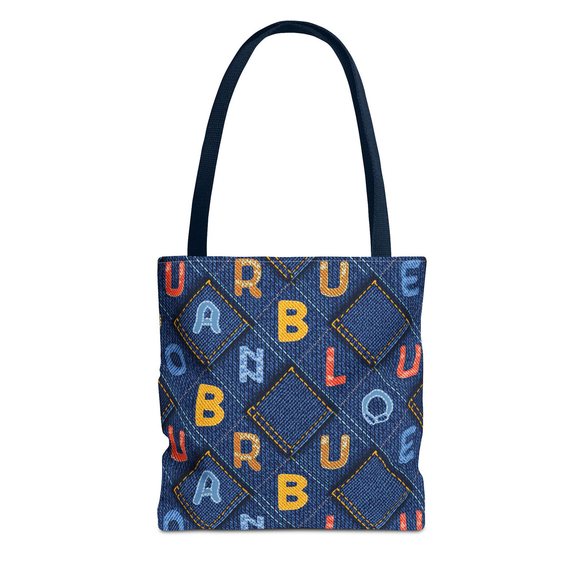 Denim Fabric Imitation Print Unisex Canvas Bag Poly Spun 3 Sizes Tote Bag 187-2