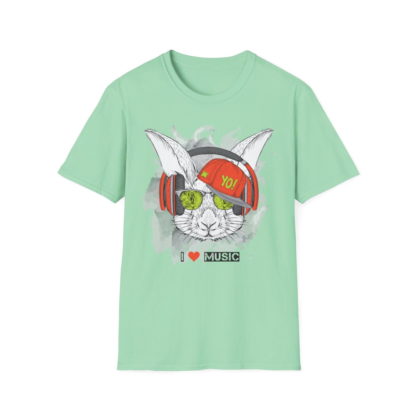 Unisex Music Animals Shirt With Headphones Softstyle Short Sleeve Tee Gildan 64000