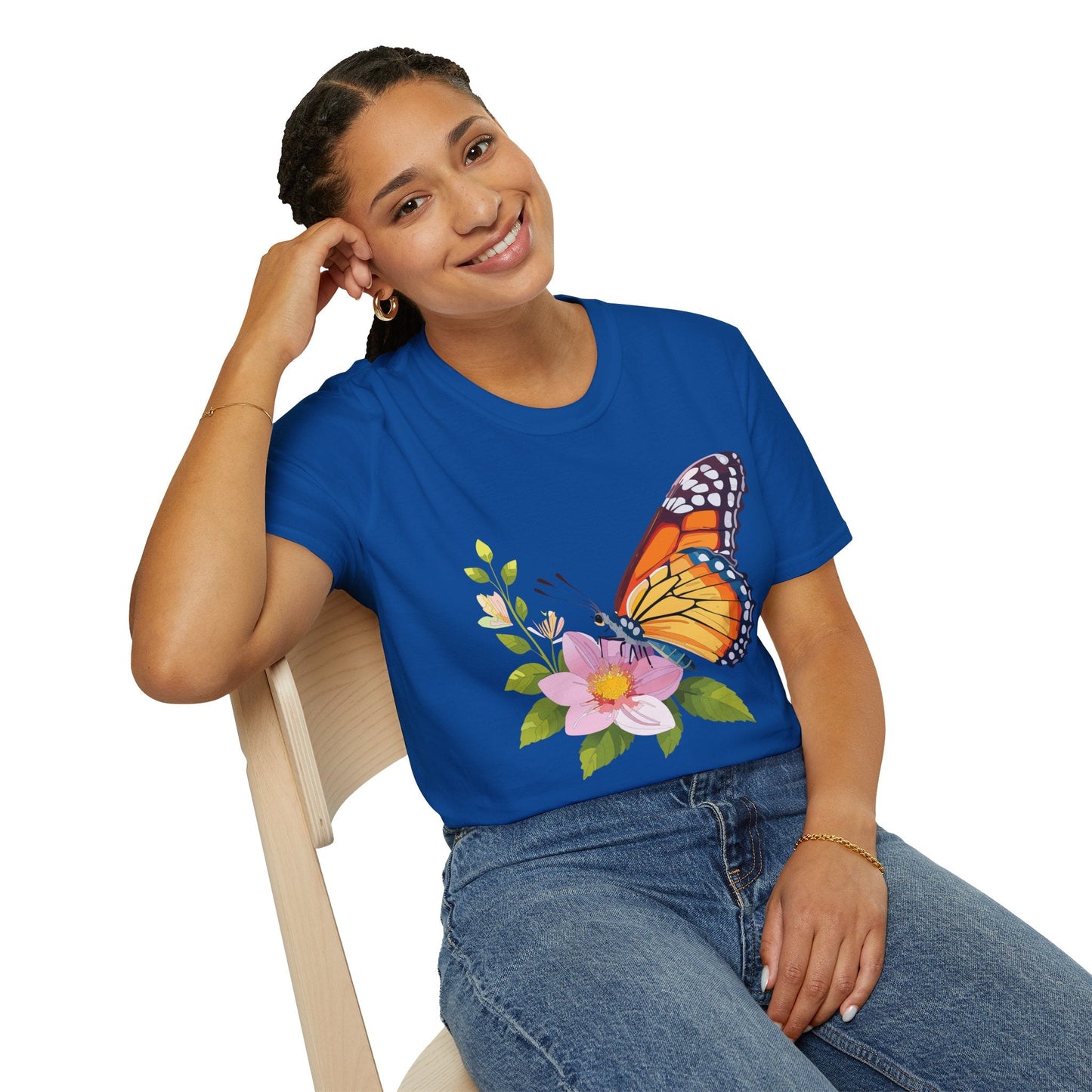 Butterfly T Shirt for Women and Men Monarch Print Softstyle Unisex Gildan 64000 Tee