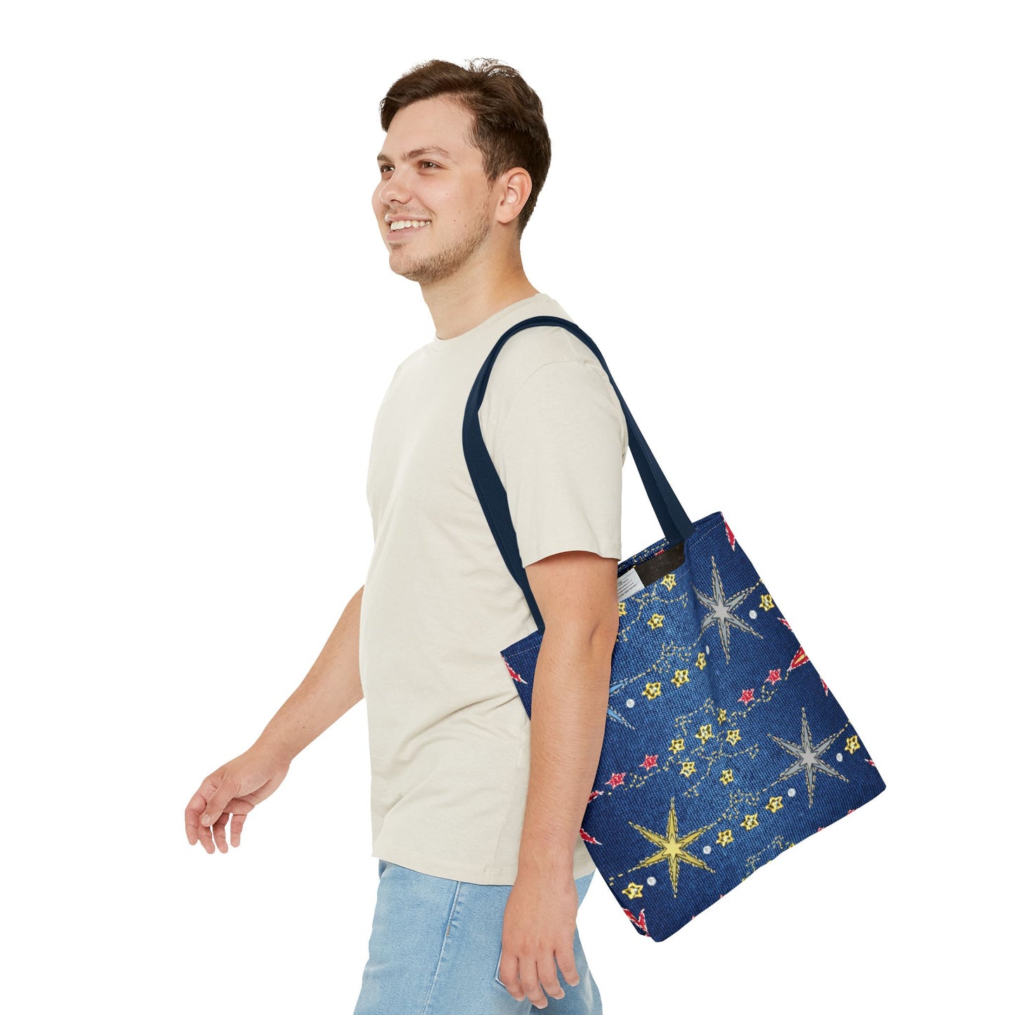 Denim Fabric Imitation Print Unisex Canvas Bag Poly Spun 3 Sizes Tote Bag 181